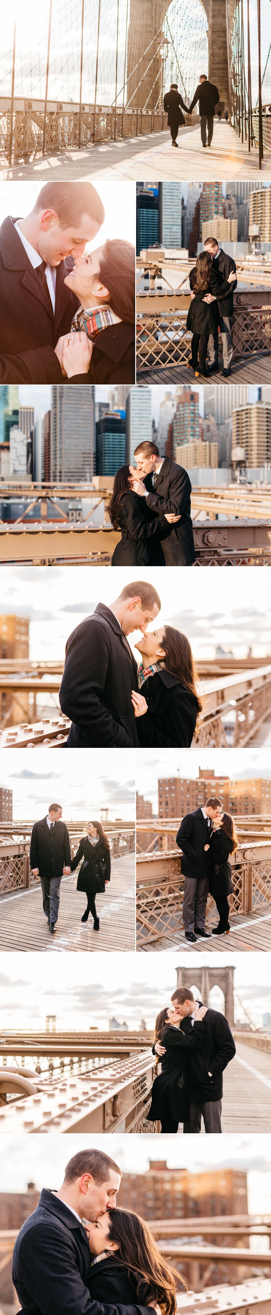 new york city, brooklyn bridge, engaged, engagement shoot, winter, photos